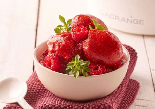 Sorbet framboise, poivron et piment d'Espelette